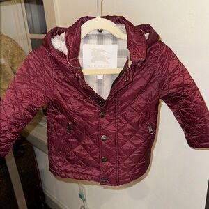 Burberry Kids Quilted Burgundy Jacket